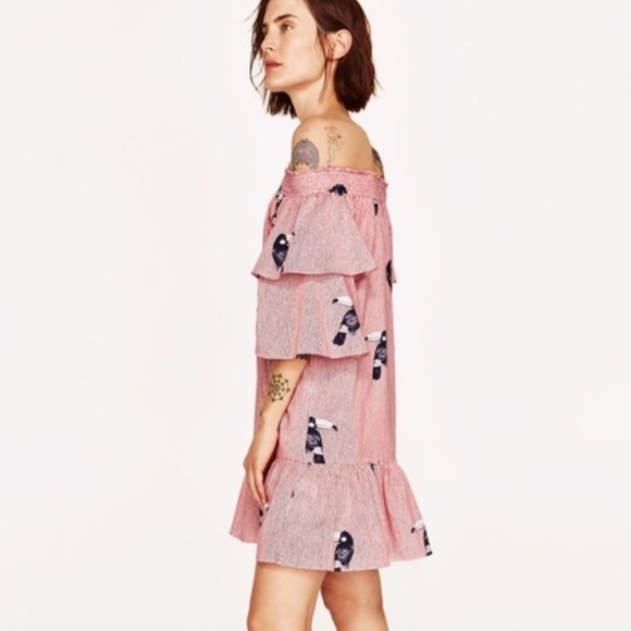 Zara Basic Pocketed Stripe Ruffle Toucan Dress - Picture 5 of 11